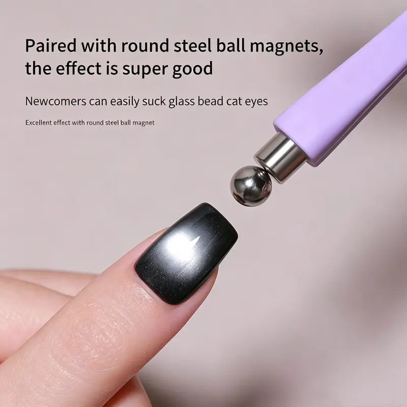 8 in 1 Purple Cat Eye Nail Art Magnet Strong Magnetic Attraction Multiple Fancy Patterns Powerful Magnet Creates Clear Cat Eye Effect DIY Home Nail Salon Quality Versatile Nail Tool Practical Essential Easy Operation Beginner Friendly Nail Art Tools