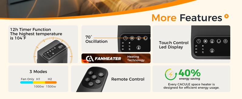 Space Heater, Portable Electric Heater with Thermostat forIndoor Use, Max Temp 104F, 1500W Give You a WarmWinter Remote Control Household Appliances Household Appliances Christmas Gift Ideas Calor Heating Station