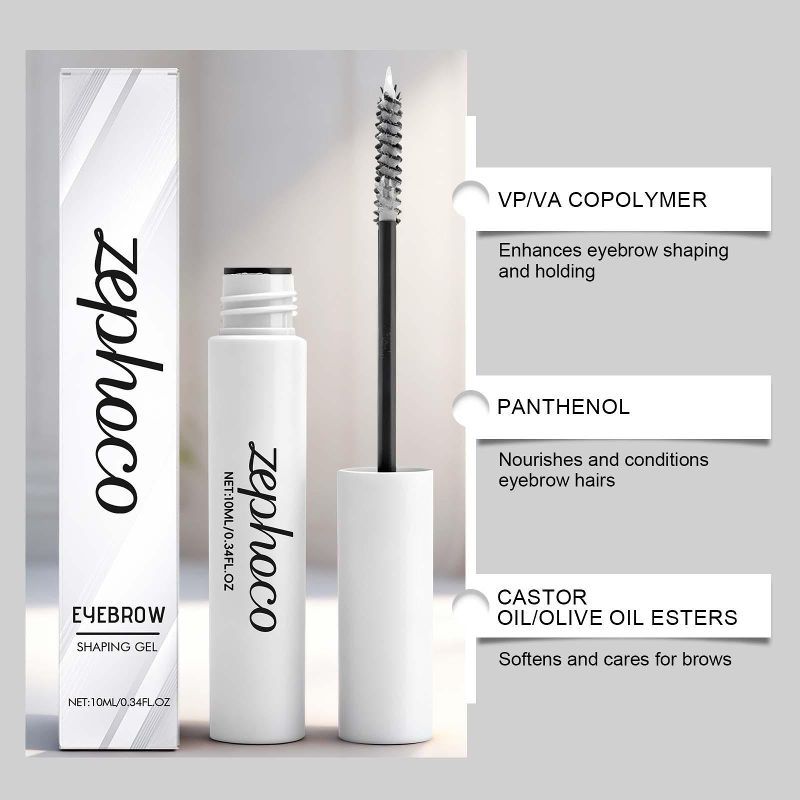 Zephoco Long-Lasting Eyebrow Gel, Waterproof Sweatproof Brow Balm, Natural Look, Hold & Color, Single Item, No Alcohol/aerosol