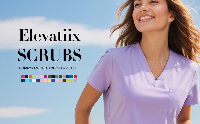 Women's Scrub Set - Flexible V-Neck Top & Jogger Pants Featuring 8 Pockets