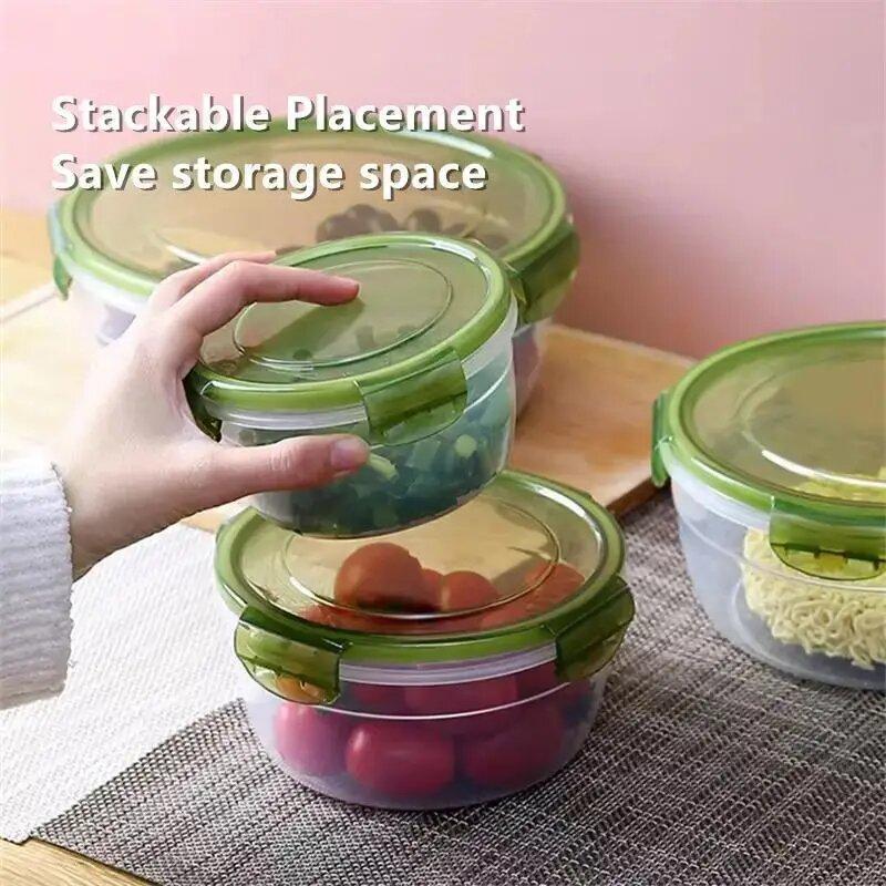 Food Storage Container with Lid, 4 Counts/set Leakproof Microwave-safe Stackable Kitchen Storage Container, Food Organizer Set for Fridge Airtight Food Storage