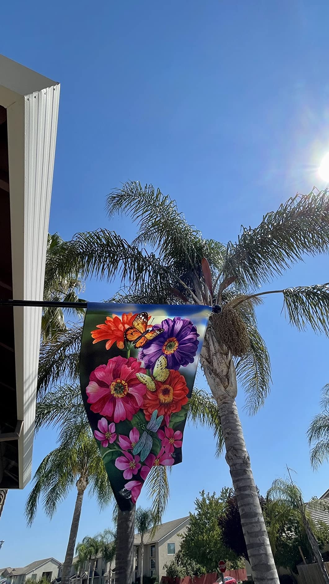 Barcetine House Fag Pole Kit-Heavy Duty Metal Flagpole Holder for Outside House,Tangle-Free, Multi-Position Mounting Bracket for Porch,Outdoor,Garden