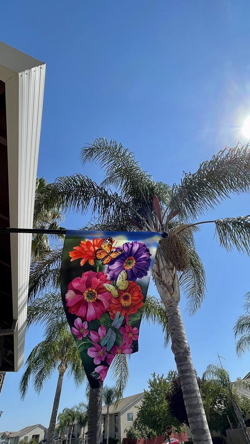 Barcetine House Fag Pole Kit-Heavy Duty Metal Flagpole Holder for Outside House,Tangle-Free, Multi-Position Mounting Bracket for Porch,Outdoor,Garden