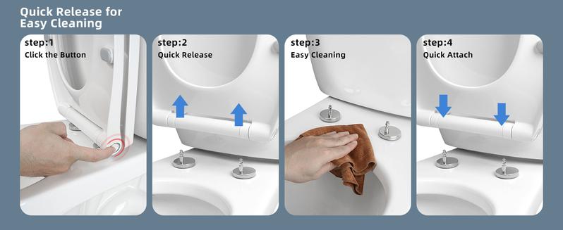 Hibbent Premium Elongated Toilet Seat with Cover(Oval) Quiet Close, One-Click to Quick Release, Easy Installation Never Loosen Hinge, Slow Close Toilet Seat and Cover, Easy Cleaning-White Color