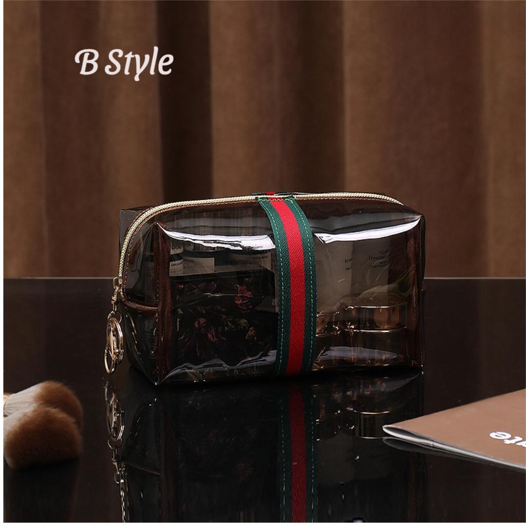 Vintage Luxury 1/6 Counts Large Capacity Transparent Makeup Bag Portable Cosmetic Storage for Toiletries & Cosmetics Multi-Functional Tote Travel Organizer