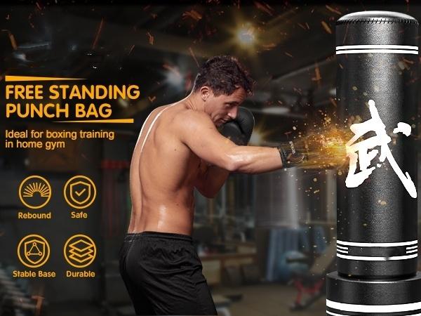 Heavy Punching Bag with Stand Adults Teens,70" Free Standing Boxing Bags,Kickboxing Training Equipment Bags for Men Training Thai Fitness Karate SpringStatements
