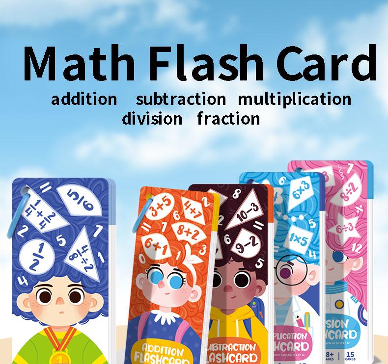 Learning Flashcards for Math Practice, Addition Subtraction Multiplication Division Cards, Educational Toy for Students, Brain-Boosting Math Game