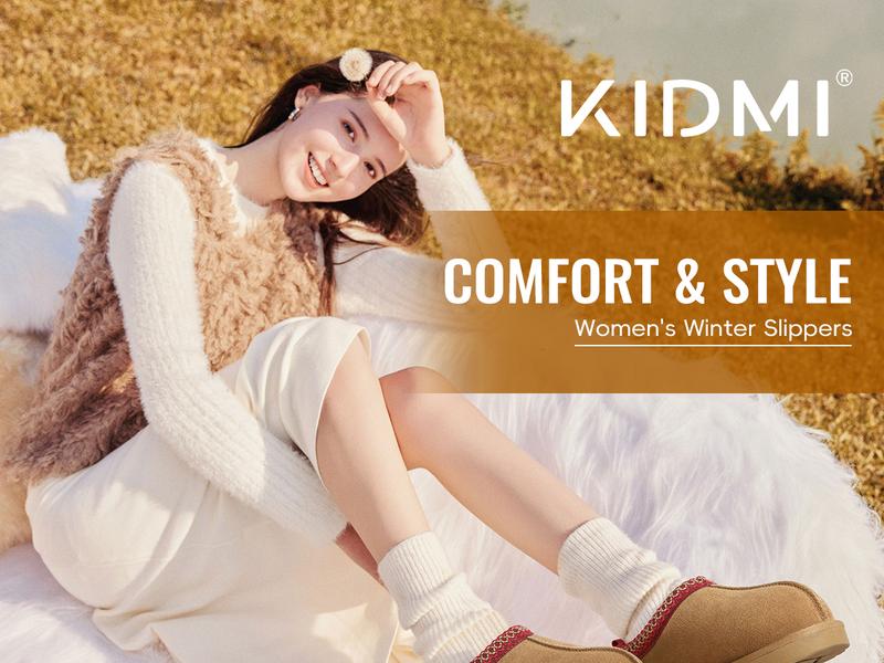 KIDMI Genuine Suede Fuzzy Slippers for Women Classic Braided Mini Boots Winter Warm House Shoes Indoor Outdoor Slip On Fuzzly Slippers with Fluffy Fur Lining Short Ankle Boots