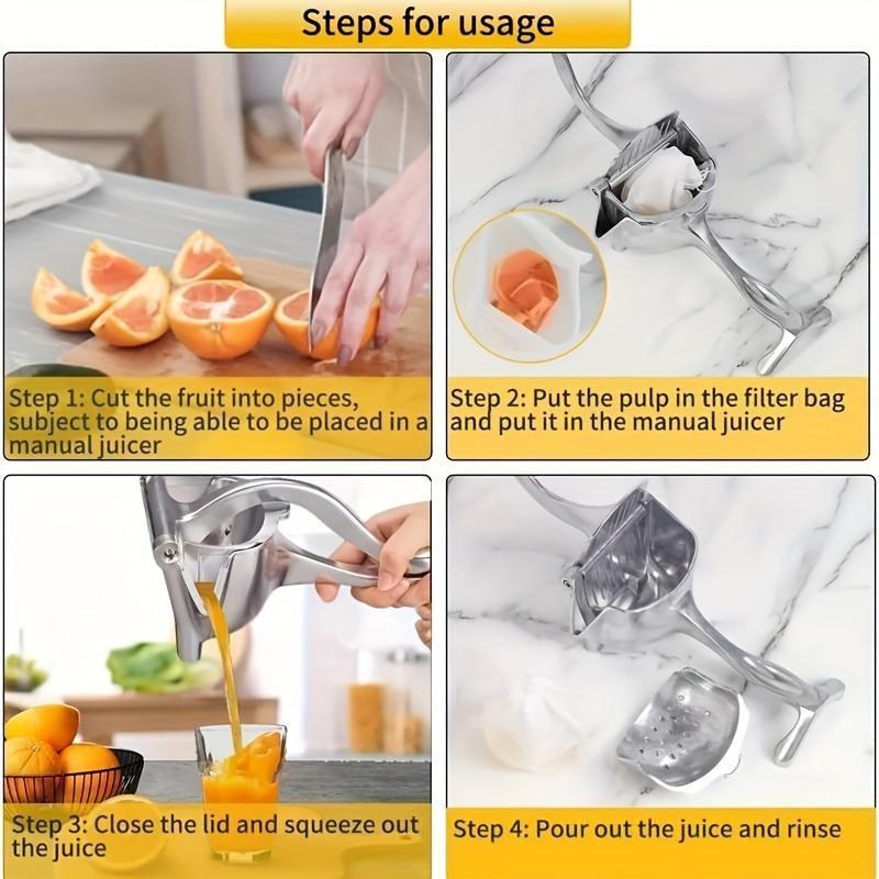 Large Stainless Steel Manual Citrus Juicer, Multi-Functional Hand Press for Lemon, Pomegranate, Ideal for Home Kitchen, Party, Bar