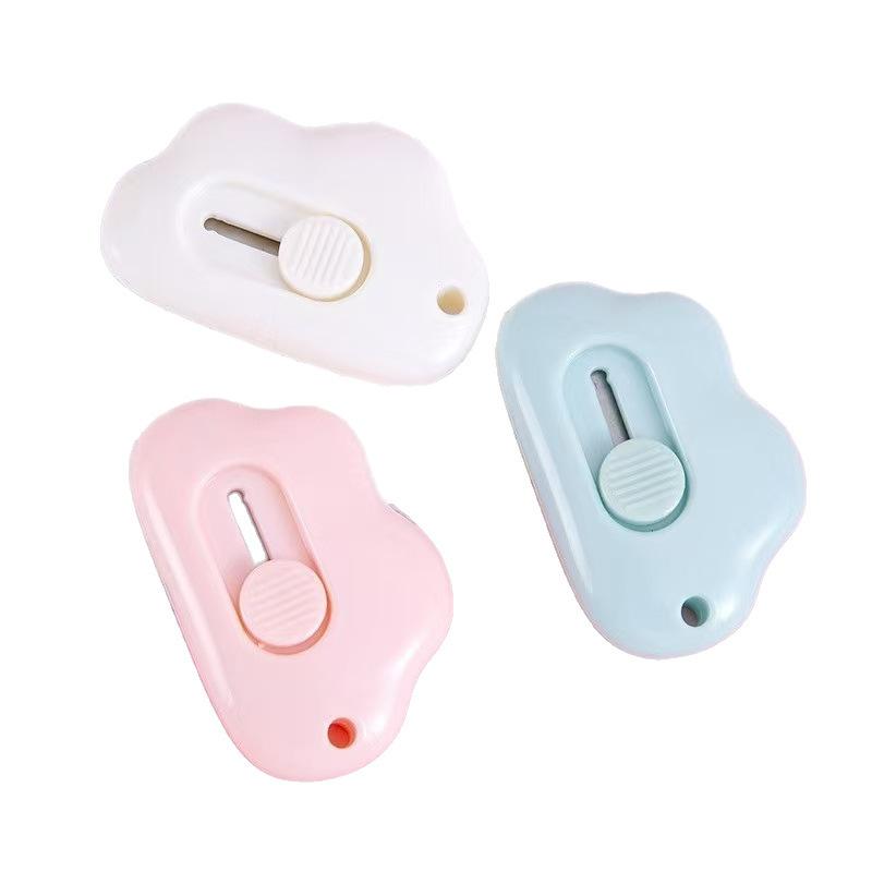 3-Pack Cloud Box Cutters, Retractable Mini Letter Openers for Keychains, Pockets & Packages, Cute Envelope Slitters for Mail & Daily Use
