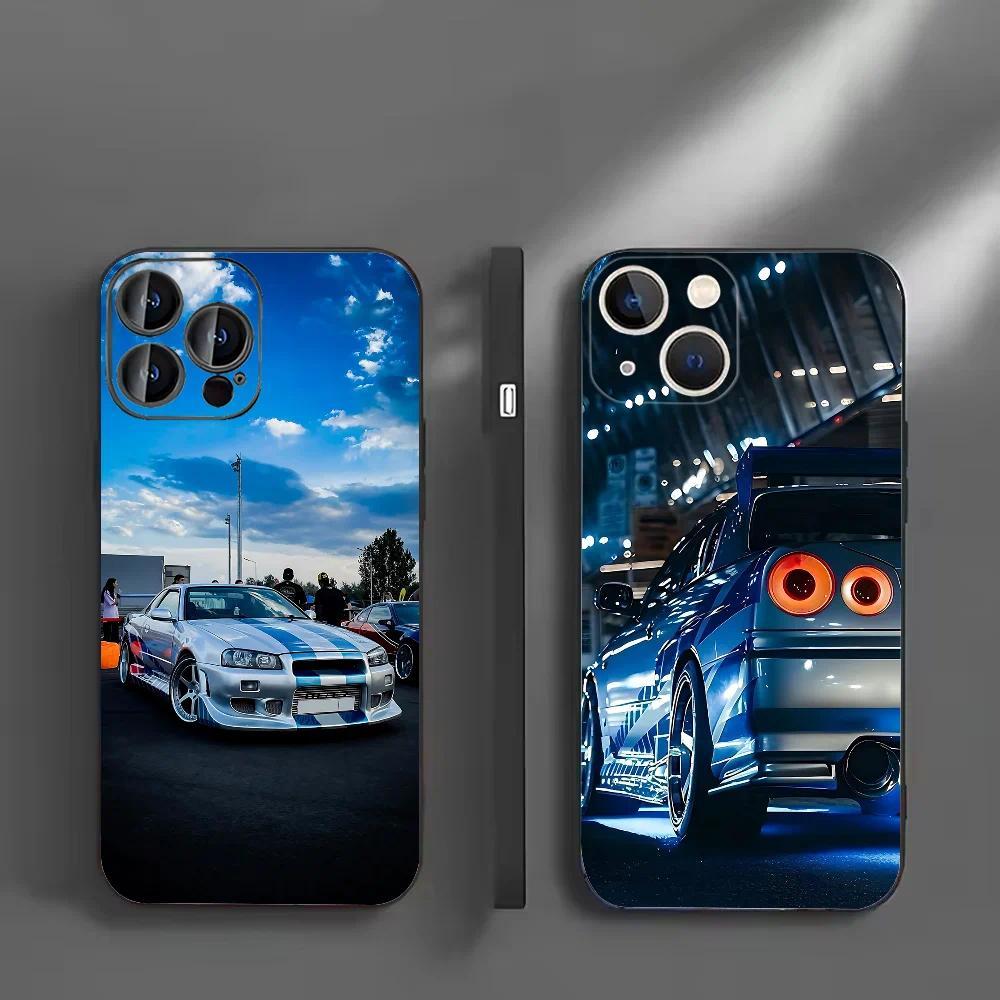 Personalized Print S-Skyline GTR Phone Case, Soft Silicone Black Multi-Models Cover for iPhone 11-17 Pro Max/Plus & Samsung Galaxy S23-S25, High-Detail Shockproof Protective Mobile Accessory