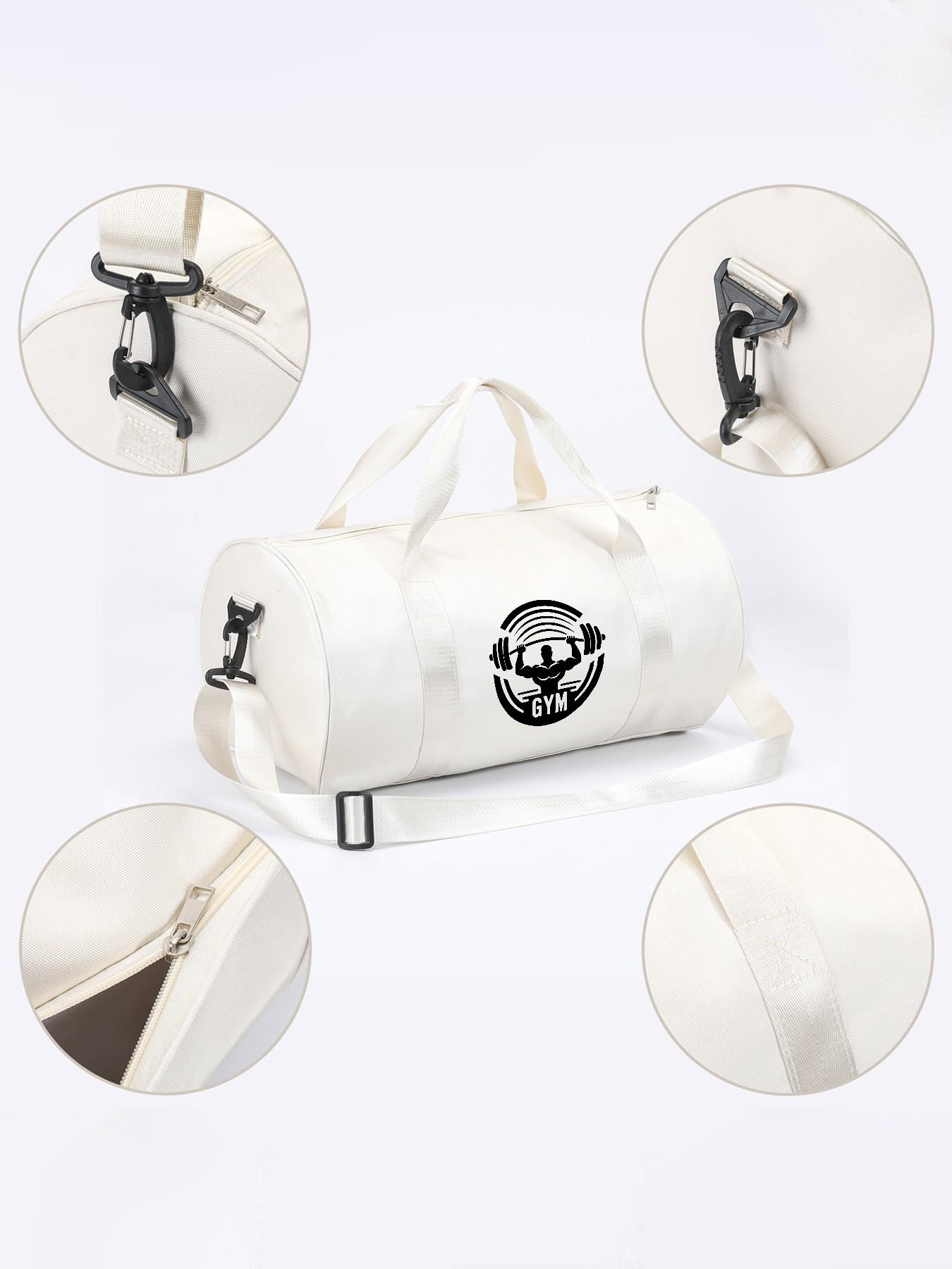 Gym Weightlifting Muscle Print Round Fitness Bag, Large Capacity Sporty Backpack, Handheld Crossbody Travel Bag, Versatile Two-In-One Design