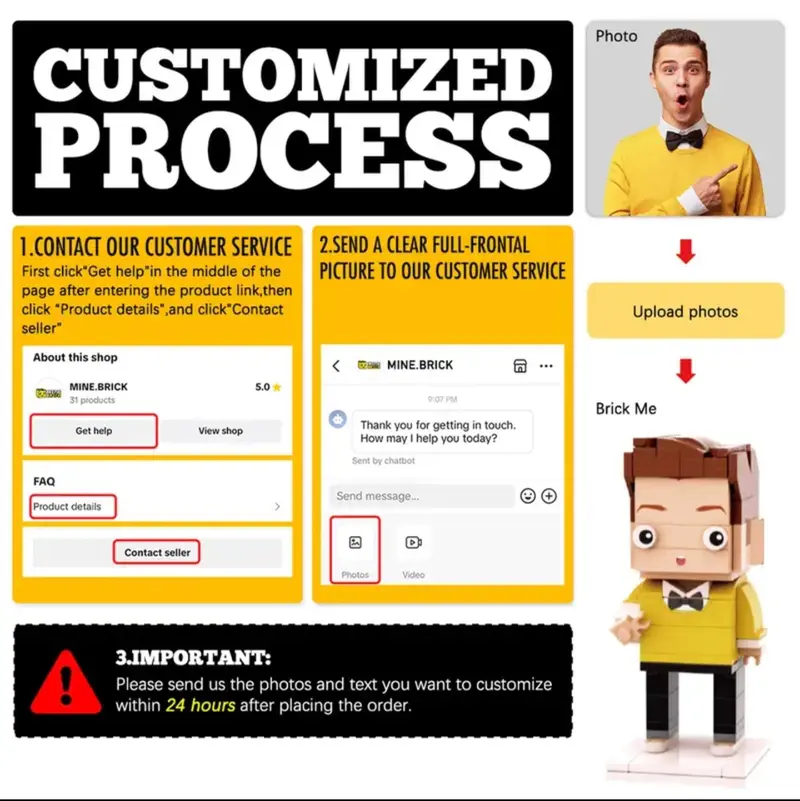 Product Introduction of Mother's day gift Customizable Mini Brick Figure with Key Chain Set – Personalized Gift for Any Occasion Based on Your Photo 38