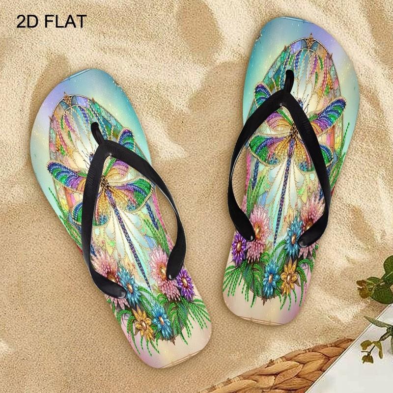 Women'S Fashion Flip Flops, Dragonfly And Floral Jeweled Design, Multiple Colors And Sizes Available, Comfortable for Daily Wear, Stylish Summer Sandals with Intricate Gem-Like Details, Trendy Ladies' Beach And Casual Shoes, Women Shoes
