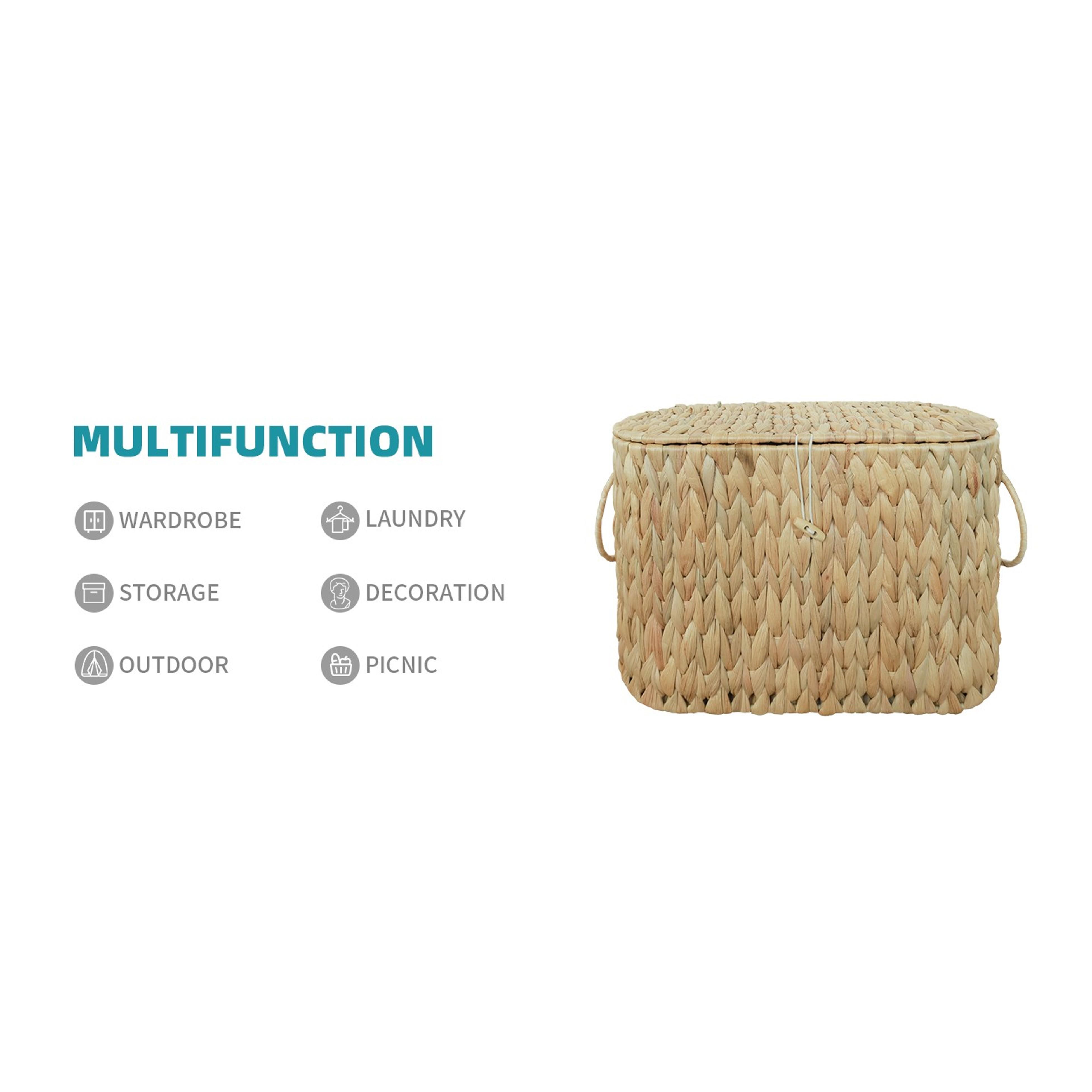Toilet Paper Basket with Lid, Wicker Storage for Bathroom, Holds Up to 6 Mega Rolls, Decorative Hand-Woven Rattan Bathroom Decor Accessories, Natural Water Hyacinth