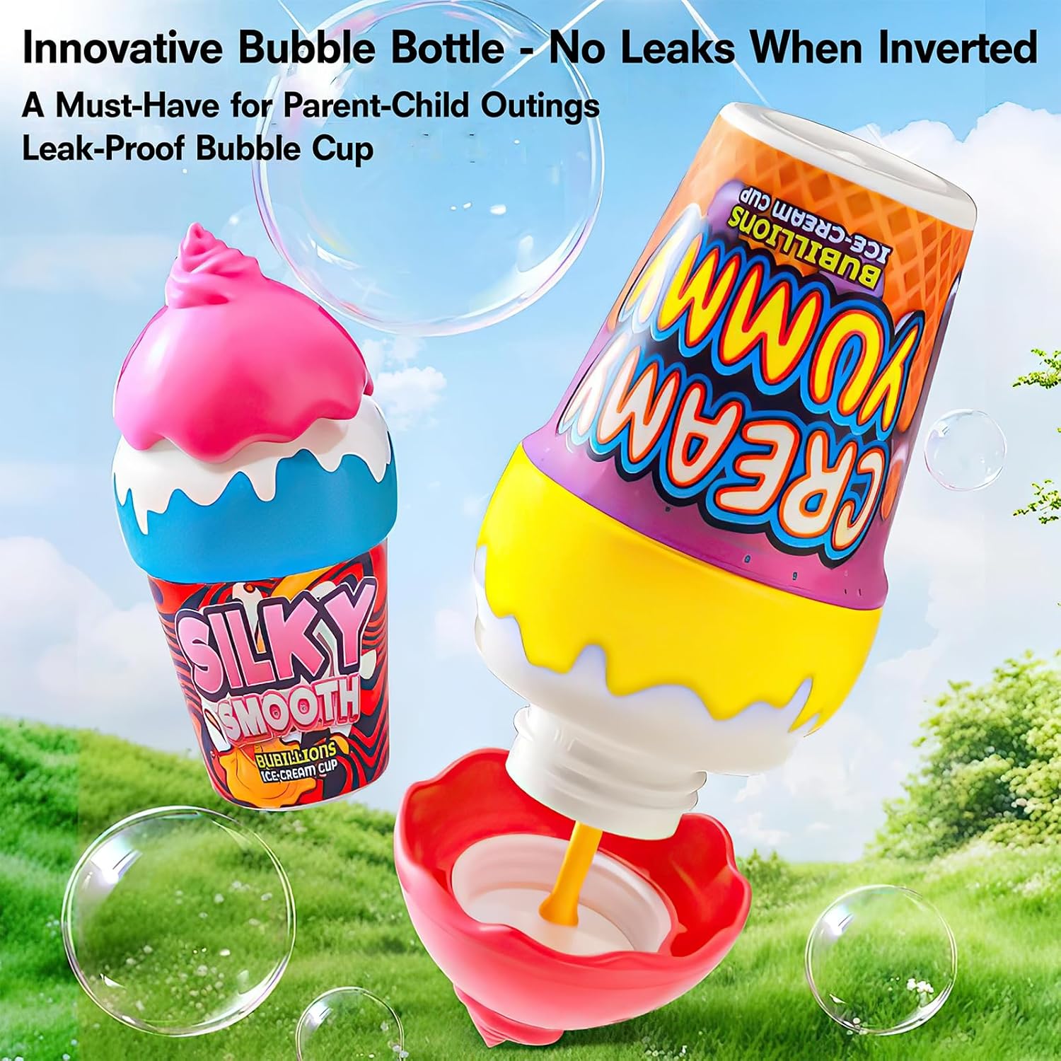 Combination inverted leak-proof bubble toys, dirt-free children's outdoor toy sets, non-toxic birthday party souvenirs, summer sensory gifts for boys and girls