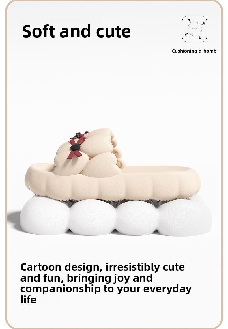 Cute Heart Bow Cloud Slides for Women, Soft EVA Platform Sandals for Summer, Casual Indoor Outdoor Beach Pool Shoes, Comfy Walking Slippers versatile flat