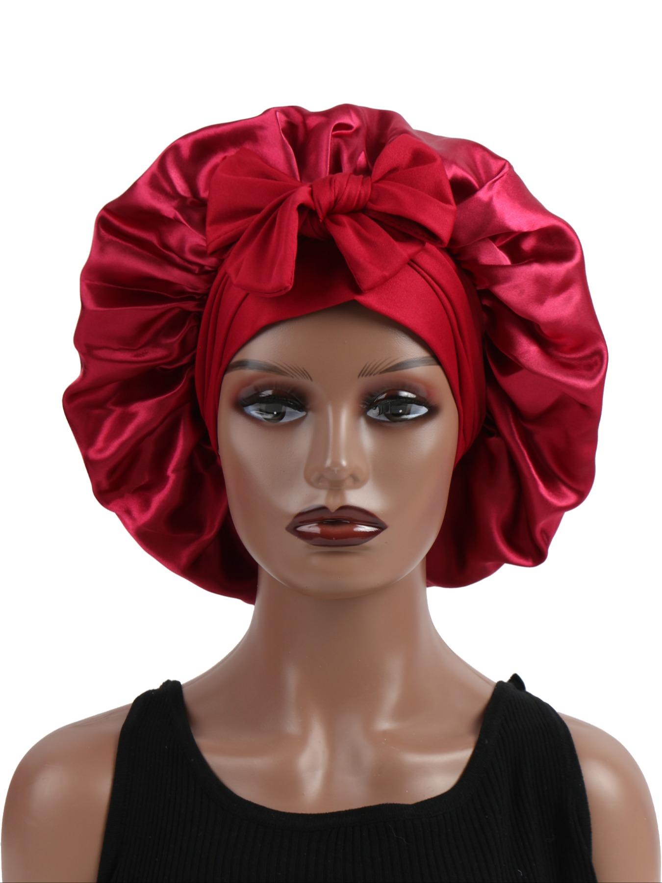 Women's Elastic Satin Sleep Cap, Wide Brim Night Hat, Comfortable Sleeping Accessory, Soft Breathable Hair Care Cap