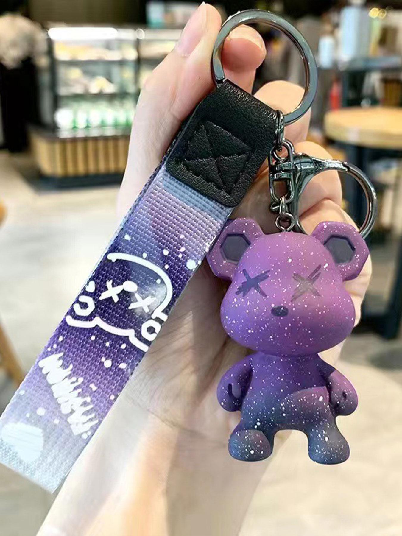 Gradient Starry Sky Bear Keychain, Cool Street Style, Dull-Resistant, Wear-Resistant, Can Hang Backpack/key, Show Personal Attitude