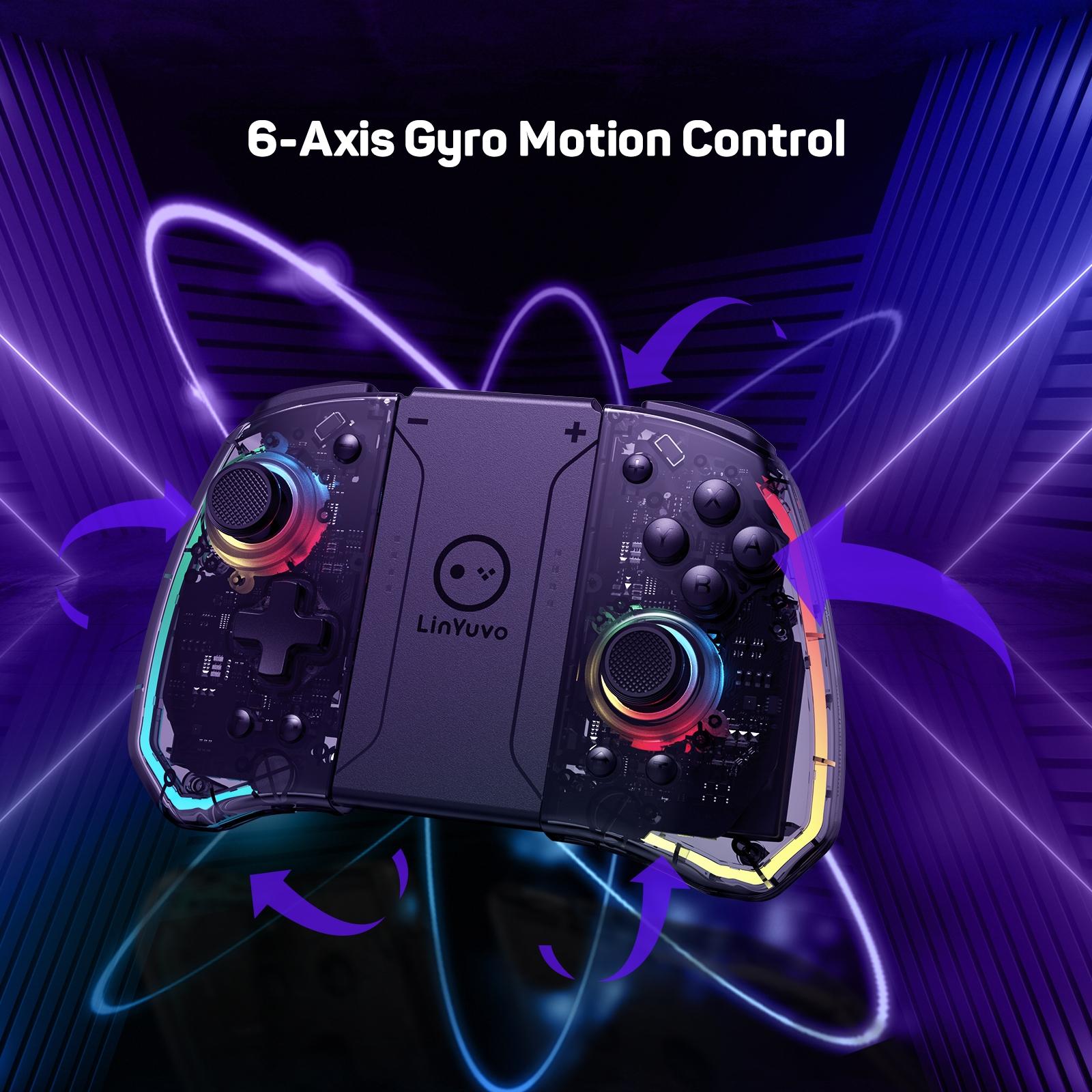 Wireless RGB LED Controller for Nintendo Switch Lite Oled Joy-Con, Dual Vibration Joystick, Compatible with Joy-Cons & Switches