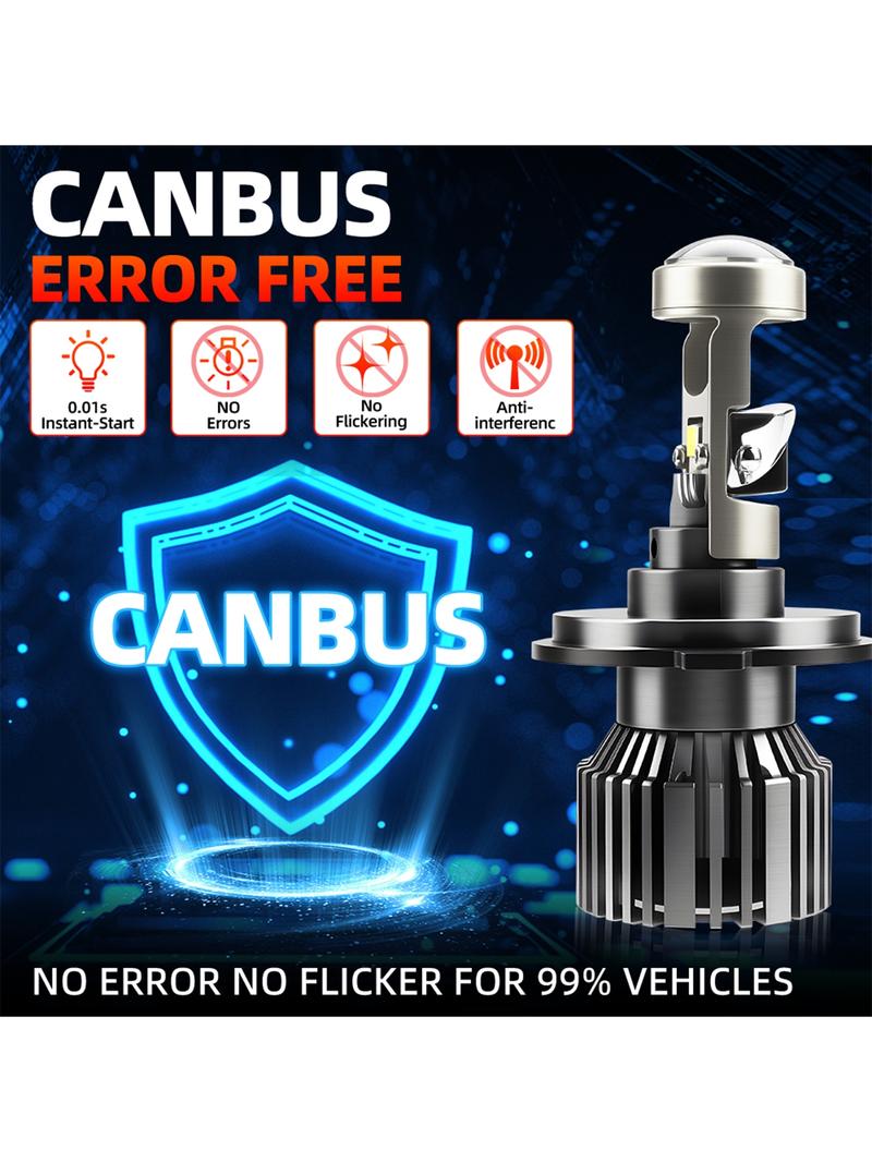 2 Pack H7 H4 H9/H11 9005/HB3 9006/HB4 LED Car Headlight Bulbs 12-24V No Canbus Error High and Low Beam Automotive Lens with Aviation Aluminum Heat Dissipation Fan Plug and Play for Cars Trucks SUVs Truck Lighting Solution Modern Headlight Upgrade