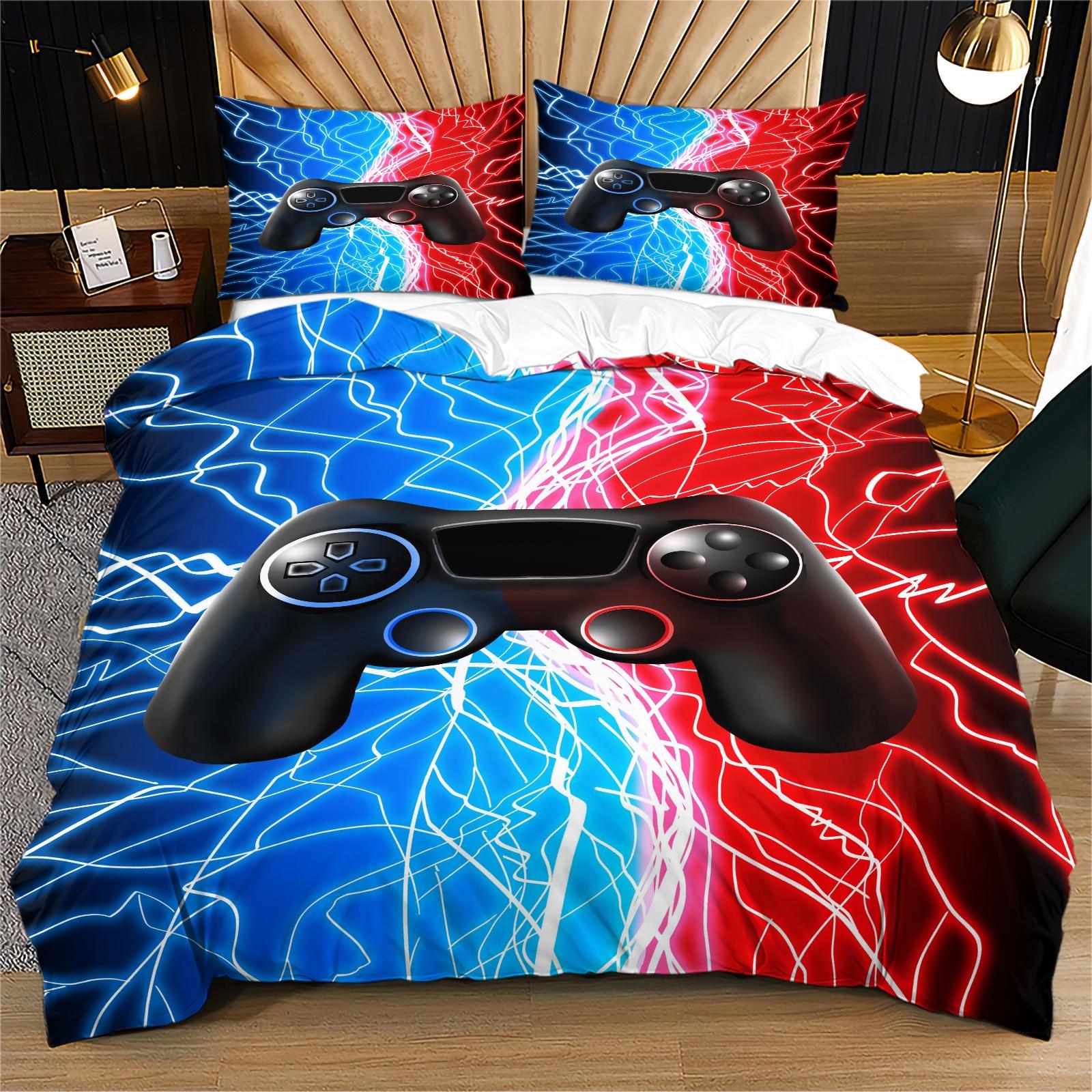 Game Controller Pattern Duvet Cover Set, Soft And Durable Bedding Set, Including 1 Duvet Cover And 1 Or 2 Pillowcases, Without Cotton Core, Suitable For Gaming Room Gifts, Bedroom Decorations