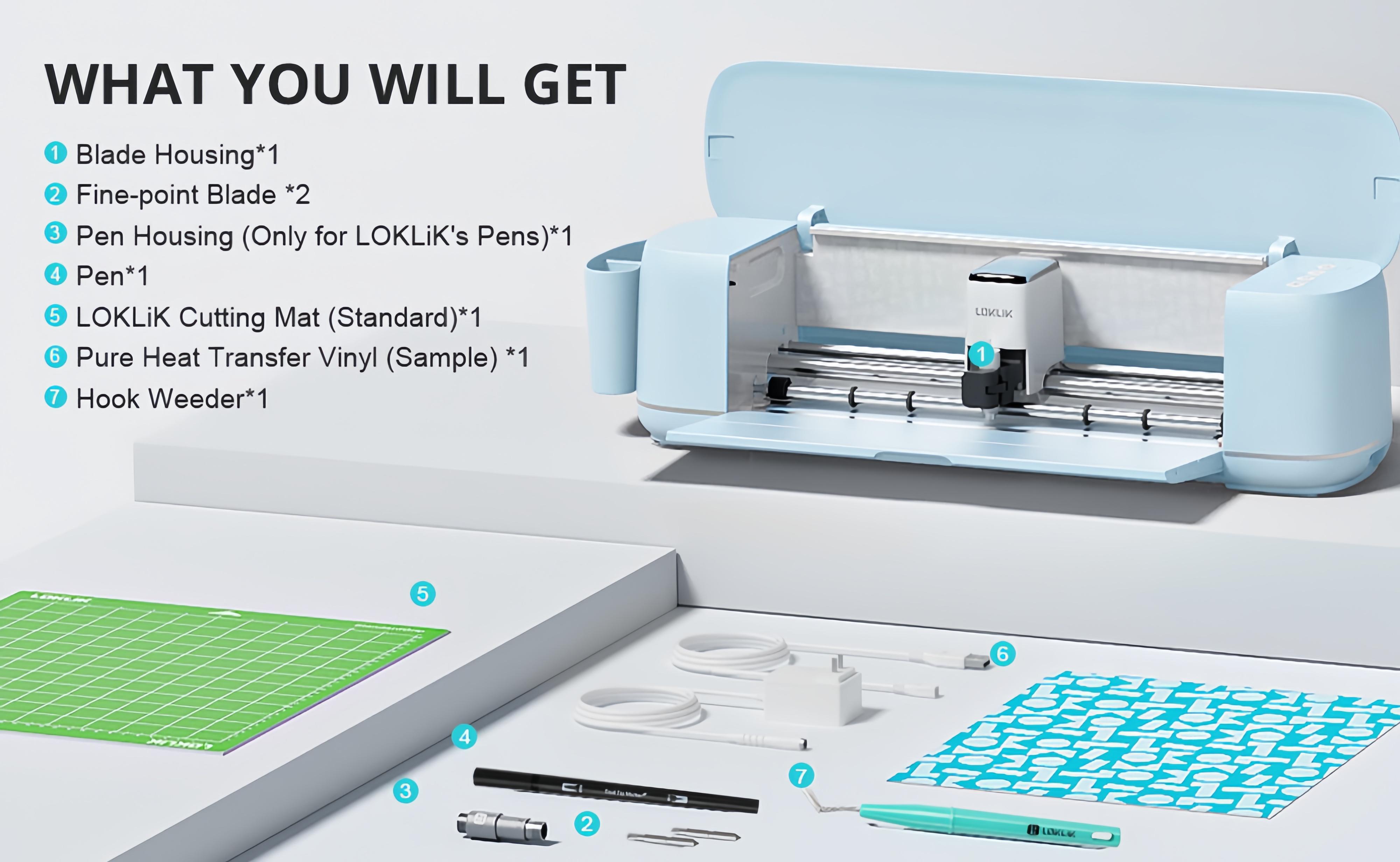LOKLiK Cutting Machine 2-Bluetooth Connectivity DIY Cutting Machine-Massive Designs Included, for Creating Customized Cards, Home Decor