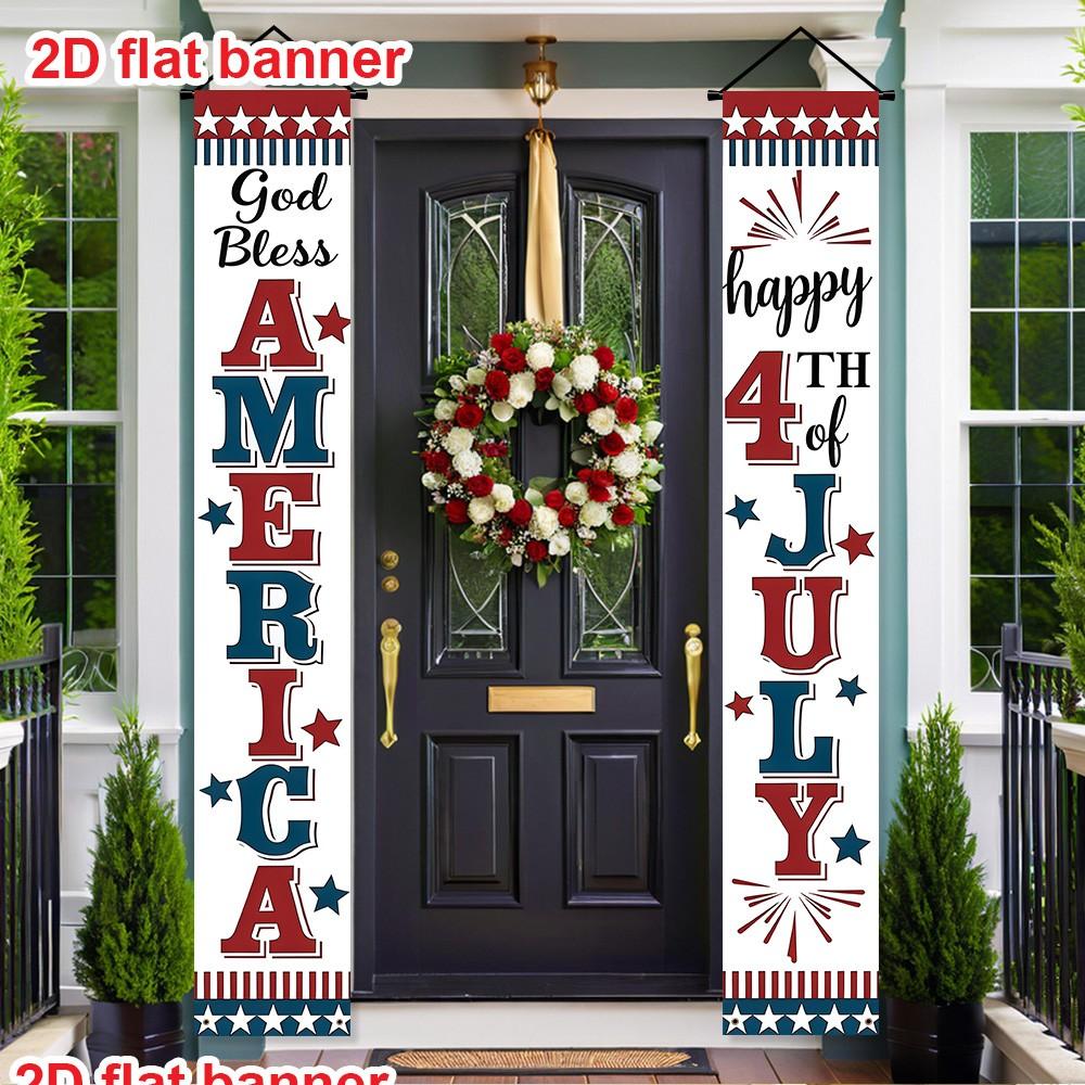 Independence Day Banner Set, Polyester Party Decoration Flags, Outdoor Banners, 180cm X 30cm, July 4th Porch Hanging Decorations, Home Celebration, Wall Decor Banner
