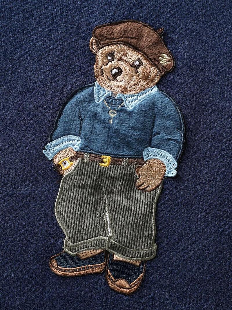 Unisex Fall Winter New Cartoon Bear Embroidered Round Neck Knit Pullover, Casual Comfy Pullover, Casual Comfortable College Style Sweater, Elegant Fashion Top