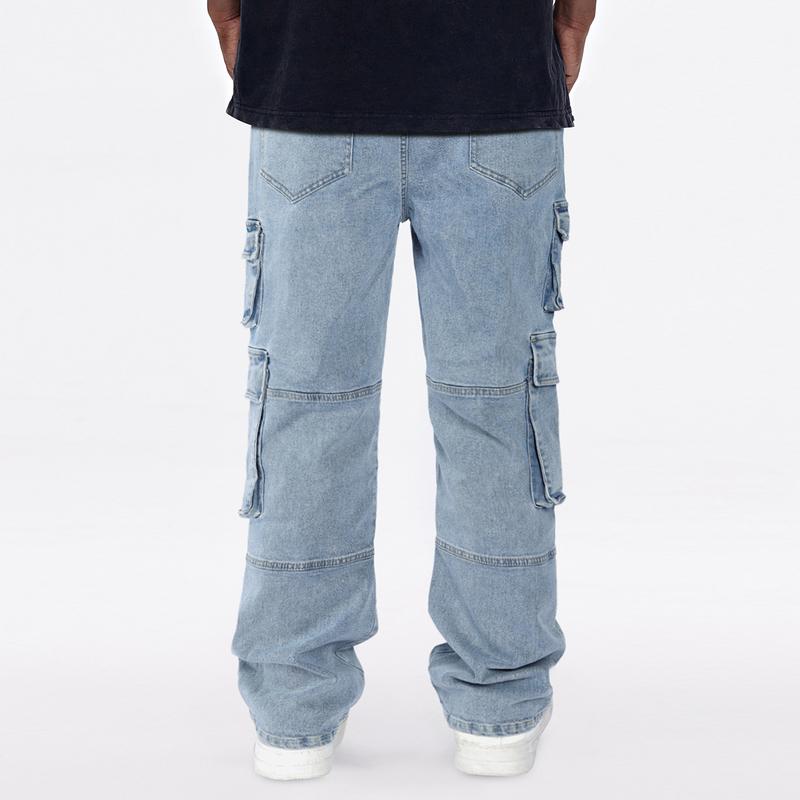 GINGTTO Men's Jeans Stretch Baggy Wide Leg Denim Pants Hip Hop Streetwear Carpenter Jean with Cargo Pockets