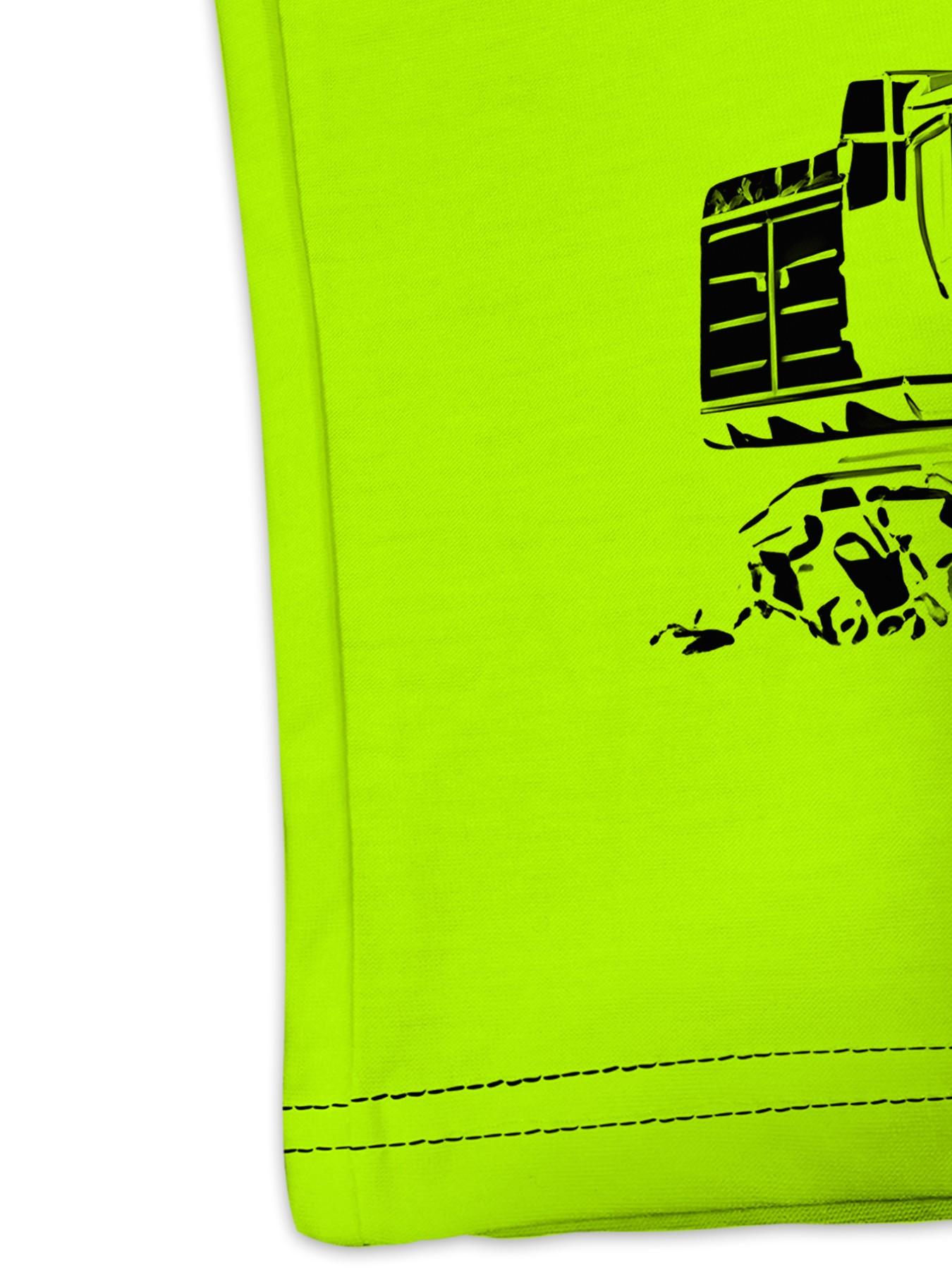 Men's Fluorescent Skull T-Shirt, Construction Worker Style, Half Sleeve, Loose-Fit, Casual Fashion, Long Clothing