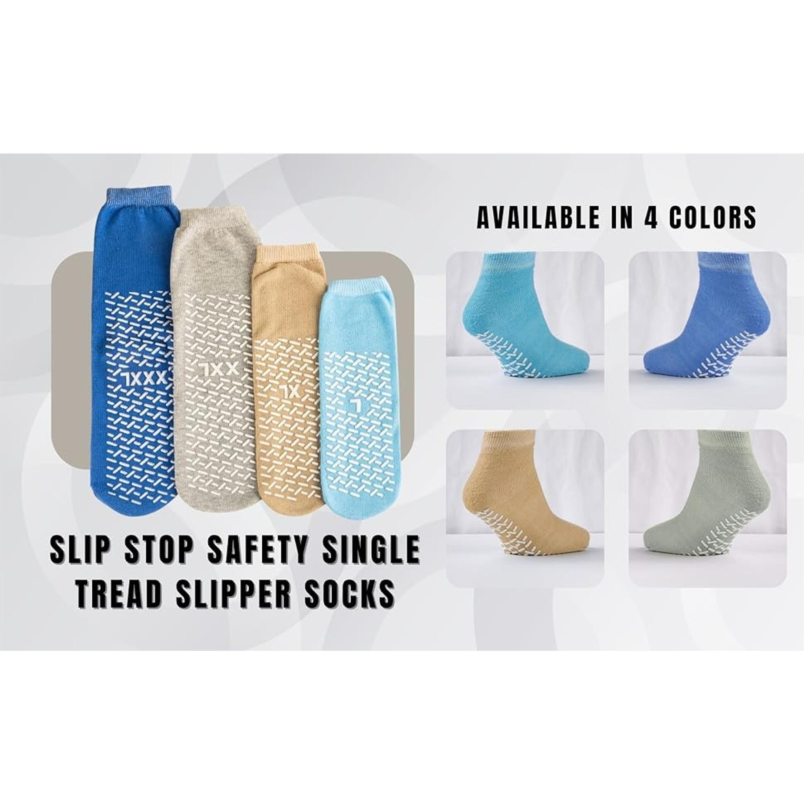 Non-Slip Safety Slipper Socks with Grippers, Single Tread, 3 PairsGift