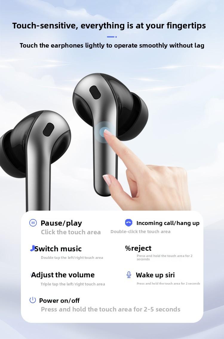 Digital in-ear noise reduction wireless headset Bluetooth link Deep Bass Stereo Earbuds stable fit ip7 waterproof