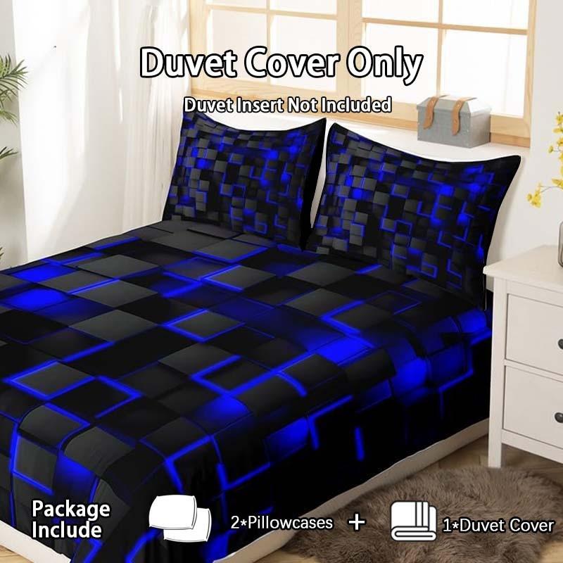 3-Piece Digital Square Print Duvet Cover Set, soft and comfortable, suitable for bedrooms and guest rooms (1 duvet cover + 2 pillowcases, no filler). Can be used as a birthday gift.