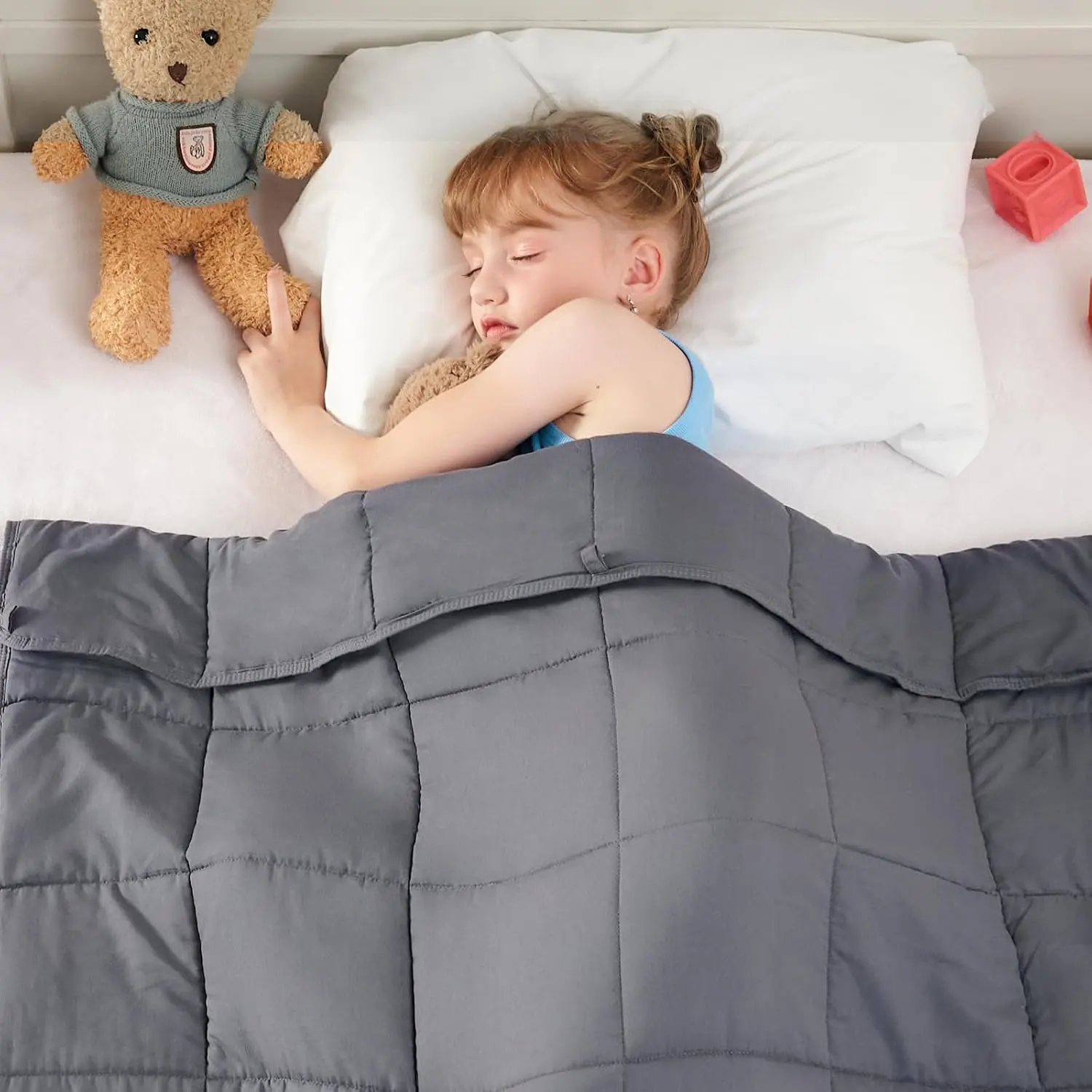 5 Pounds Cooling Weighted Lap Blanket, Grey Blanket for Sleeping, Weighted Throw Blanket Gifts for 40-60lbs, 36"x48"