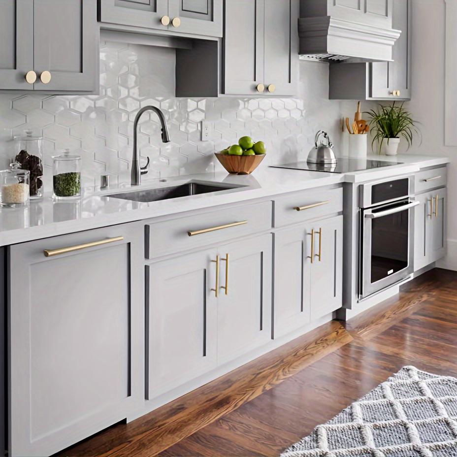 Set of 12 Golden Stainless Steel Knobs for Kitchen Cabinet Doors And Furniture Drawers, Featuring T-Bar Handles