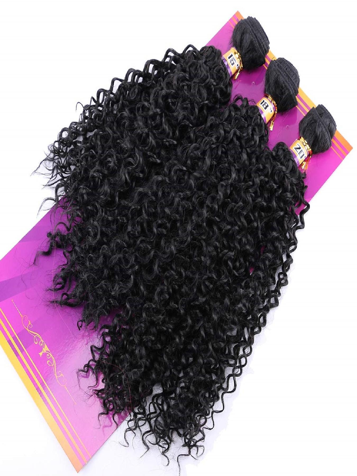 Kinky Curly Hair Bundles 16 18 20 Inches 3 Pieces One Pack Quick Weave Hair Bundles Soft Curly Synthetic Hair Extensions for Women