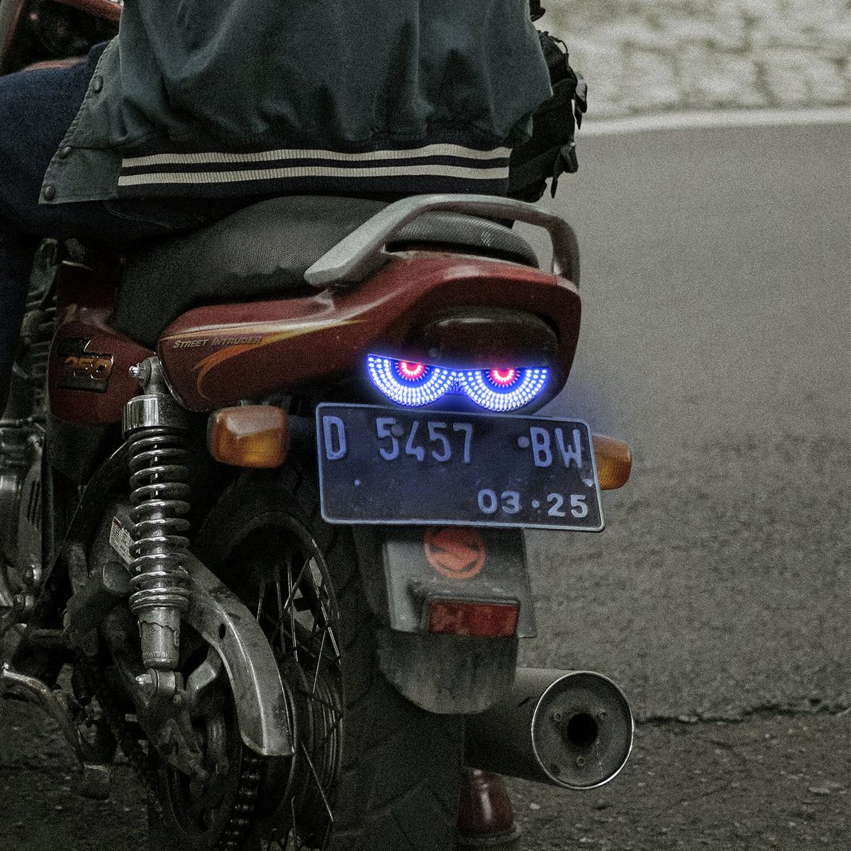 LED Motorcycle Headlight Devil Eye Cat Eye Dynamic Tail Light Car Tail Decorative Lamp Strobe Eagle Eye Lamp Motorcycle Led Lights Exterior Accessories