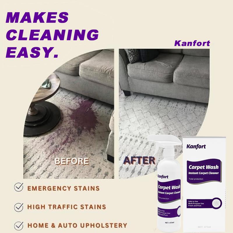 Professional Carpet Cleaner Spray – 16OZ/473ml Each Deep Cleaning Foam for Rugs, Upholstery & Fabric – Removes Stubborn Stains, Dirt & Pet Messes – No-Rinse, Fast-Drying & Odor-Eliminating Formula – Perfect for Homes, Offices & High-Traffic Areas
