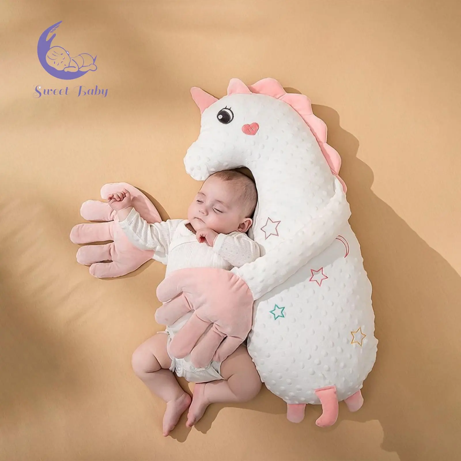 Red Bean-Stuffed Baby Soothing Pillow with Automatic Patting Function, Soft Pacifying Toy