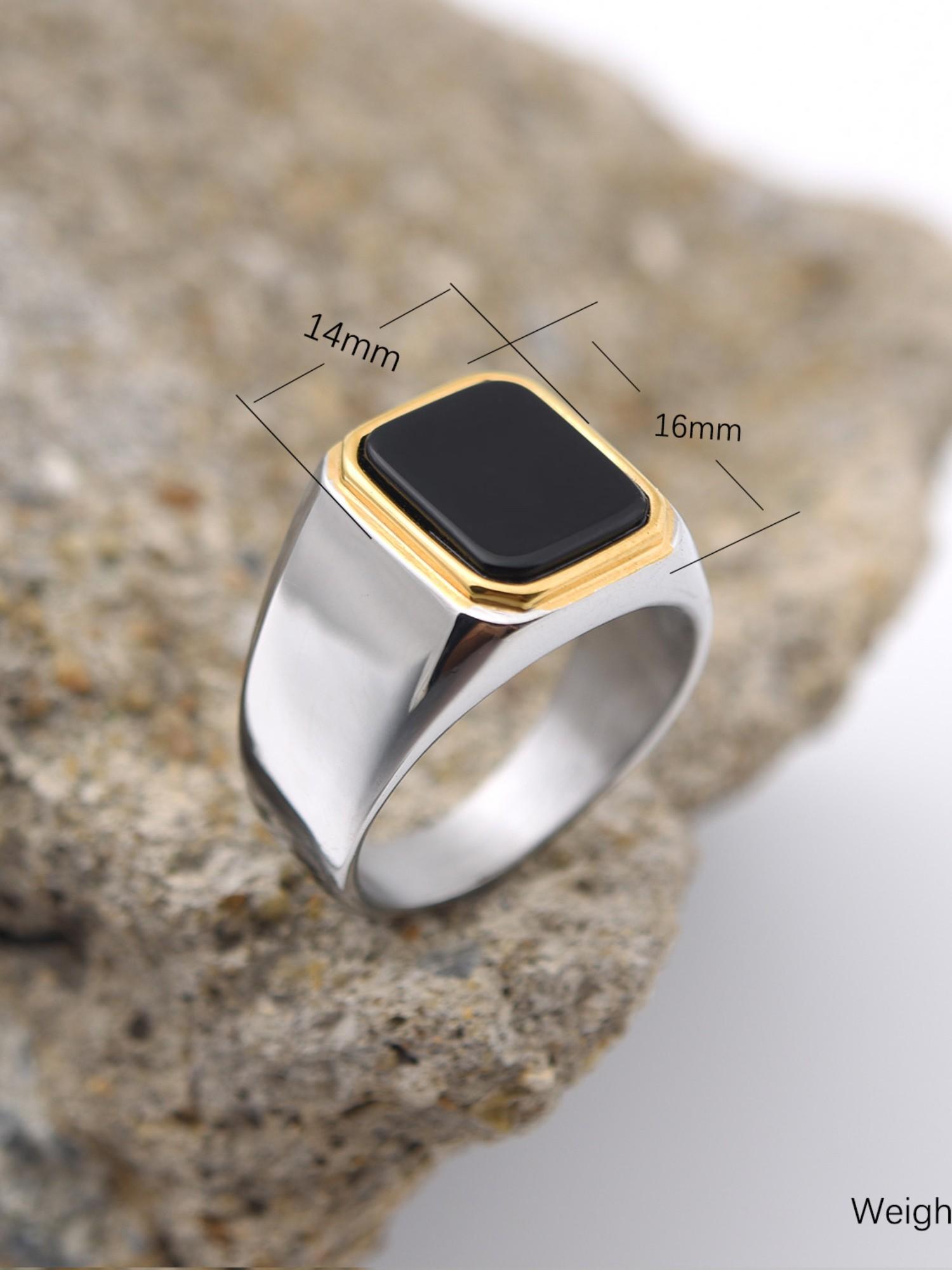 Luxury Male Ring Multi-Color Gemstone 316L Steel High Quality 18k Gold Plated Business Wedding Statement Ring Two-Tone Design