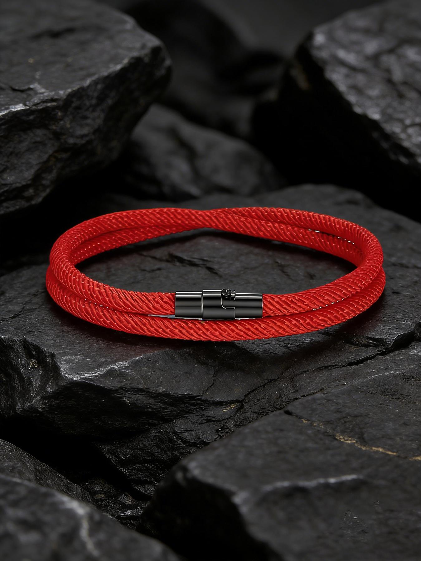 1pc Men's Minimalist Braided Rope Bracelet, Magnetic Clasp, Waterproof & Durable Wristband, Ideal for Everyday Wear & Gifting, Perfect Boyfriend & Father's Day Gift