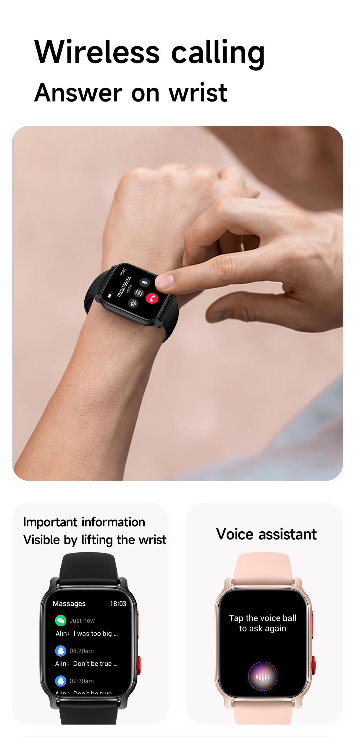 Smart Watch for Men and Women with Call/Message Reminder, Smart Watch 1.83 Inch Touch Screen, Fitness Watch Heart Rate/Sleep/Calorie/Step Monitor, Emergency Flashlight, Activity Tracker for Android iOS