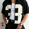 Short Cropped Lapel Short Sleeve Zipper Shirt, Clean Fit Streetwear, Y2K Style, Casual Daily Wear, Music Festival, Collared Fitted Shirt