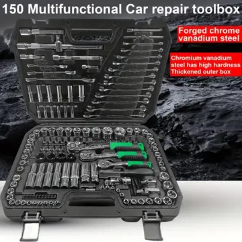 Multi-Function Car Repair Tool Kit, Upgraded 46 & 216 Set, Includes Hex Wrenches, Ratchets, Screwdrivers, Ideal for DIY Enthusiasts