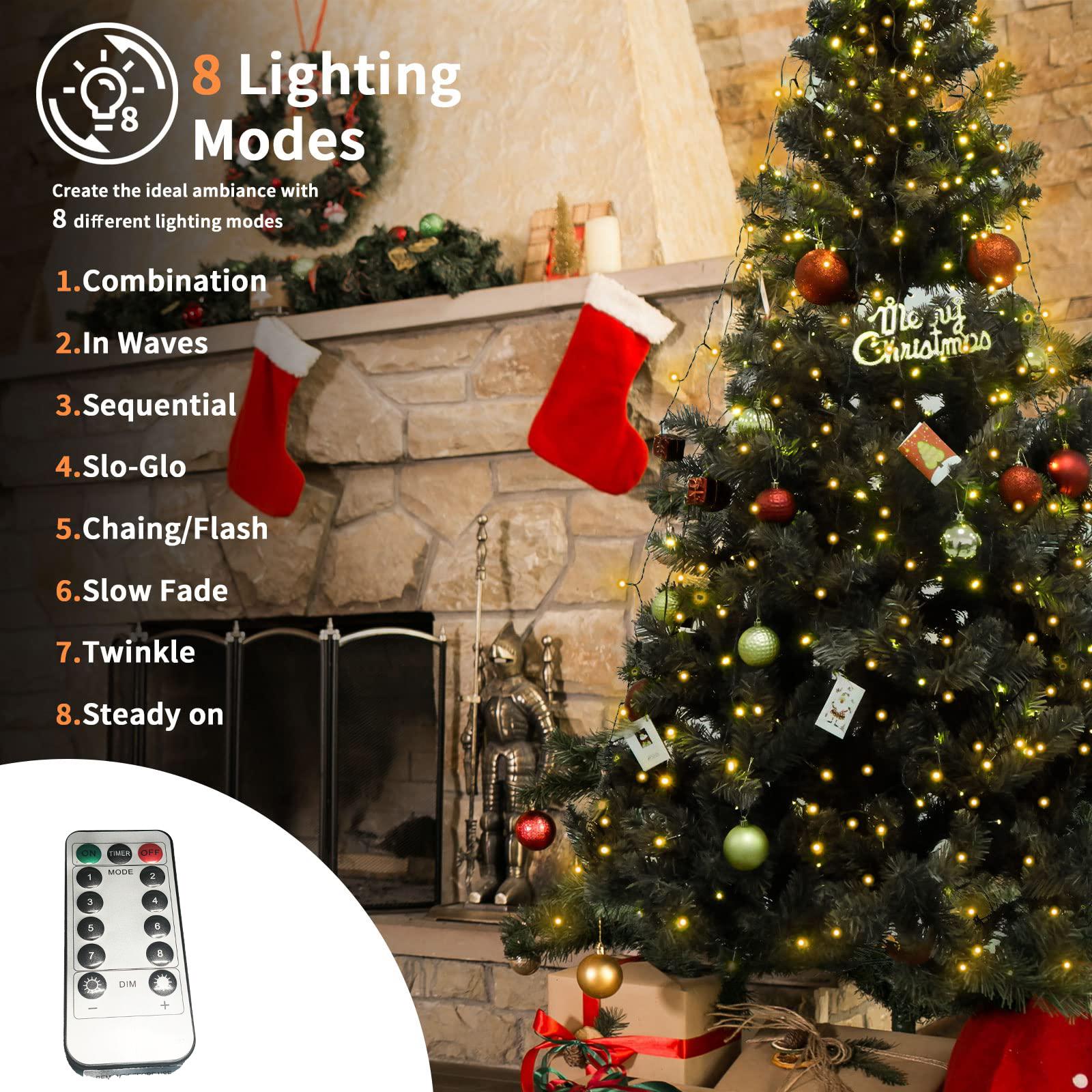 LED String Light, 6.5FT Multi Mode LED String Light with 8 Light Modes & Memory Function, String Light with Timing Function & Remote Control for Christmas Decorations