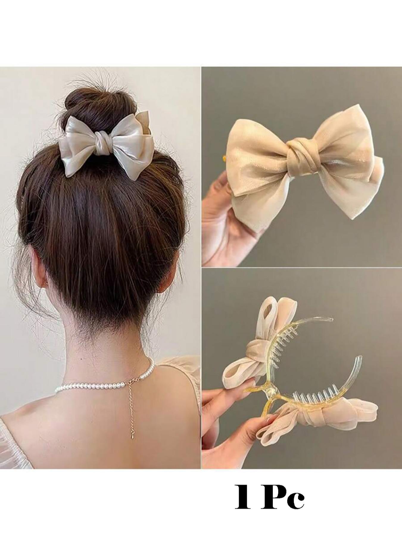 2Pcs Elegant Bow-Adorned Hair Claw Clip: Non-Slip Design, Suitable For Ponytails, Perfectly Matching Bun Hairstyles - An Ideal Choice For Women And Girls, Hair Clips, Hair Accessories, Hair Clips For Women, Claw Clips, Hair Claws Set