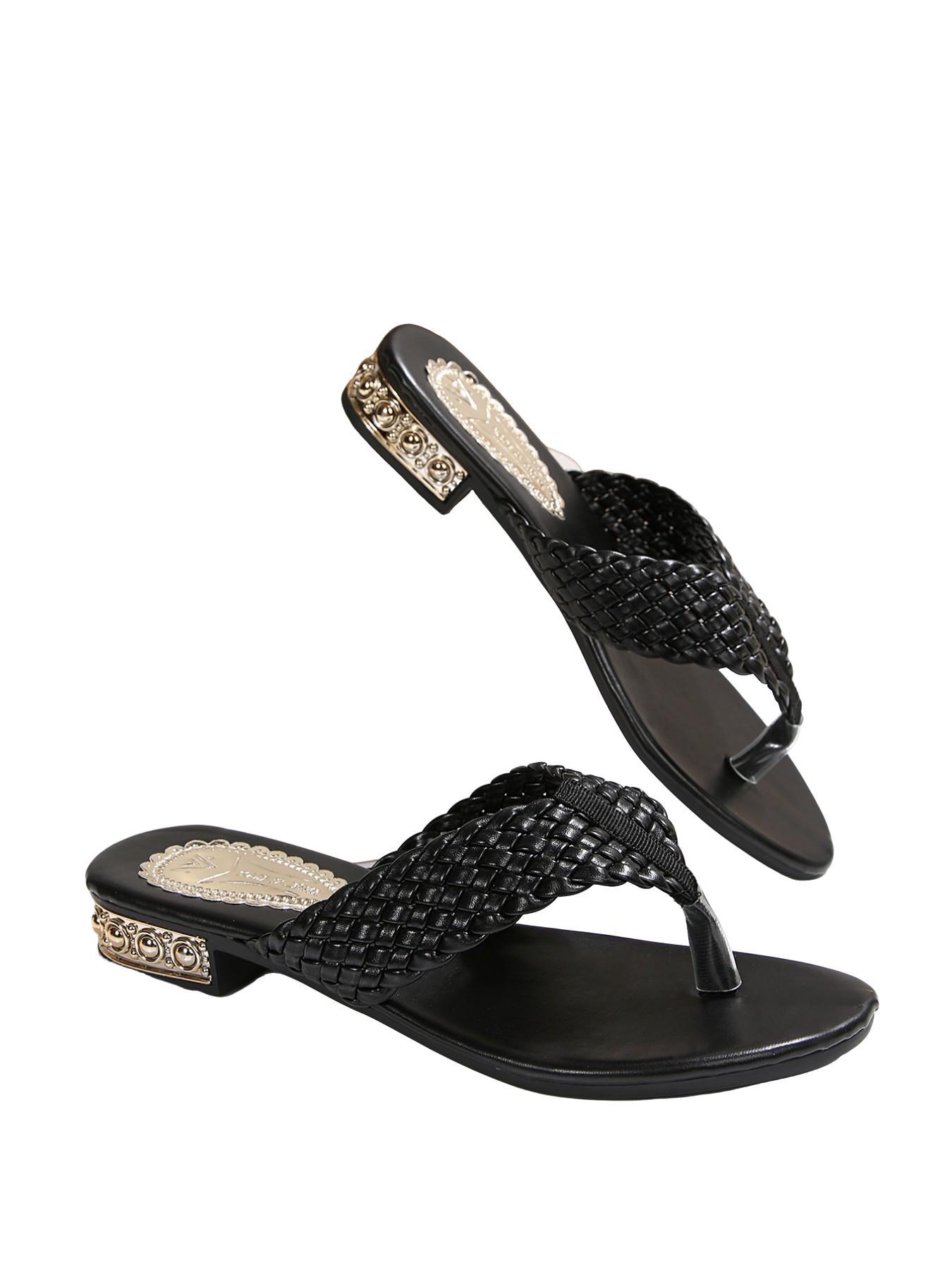 Women's Casual Textile Slippers, Low Heel Rubber Sole, Anti-Slip Comfortable, Versatile for Daily Use, Beach, Home