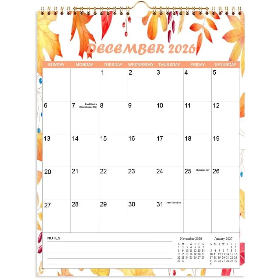 2026-2027 Calendar - Wall Calendar from Apr 2026 to June 2027, 15 Monthly Calendar with Seasonal Designs for Planning and Organizing for  or Office, 11.5 x 14.5 In Calender 2026-2027 Monthly