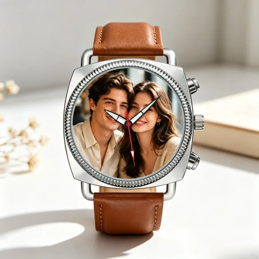 Unisex Custom Photo Wrist Watch, Personalized Picture Dial Watch, Anniversary Gift for Him & Her